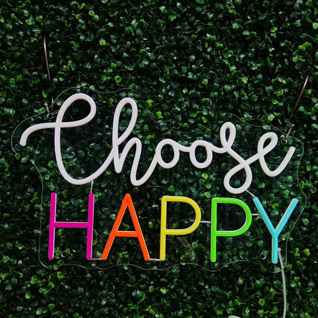 Choose Happy Rainbow Neon Sign